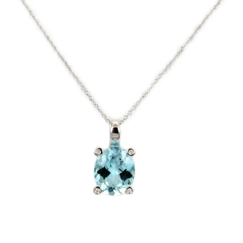 Fashion Collana Bliss Gioielli In Oro Bianco Con Topazio Azzurro Collezione Pastelli Outlet Gioielli