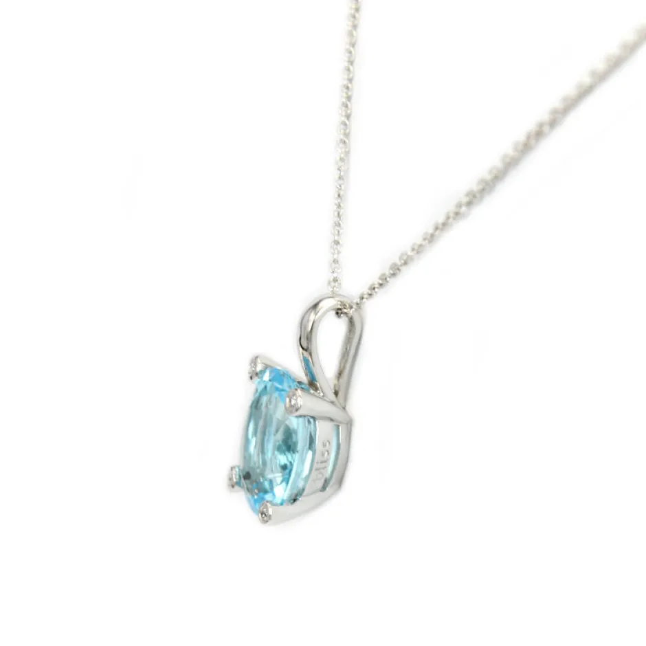 Fashion Collana Bliss Gioielli In Oro Bianco Con Topazio Azzurro Collezione Pastelli Outlet Gioielli
