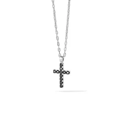 Fashion Collana Comete Gioielli Croce in Argento e Zirconi Neri Uomo Gioielli Comete Uomo