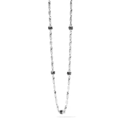 Clearance Collana Comete Gioielli Uomo in Argento Snodata con Bowl e Zirconi Neri Uomo Gioielli Comete Uomo