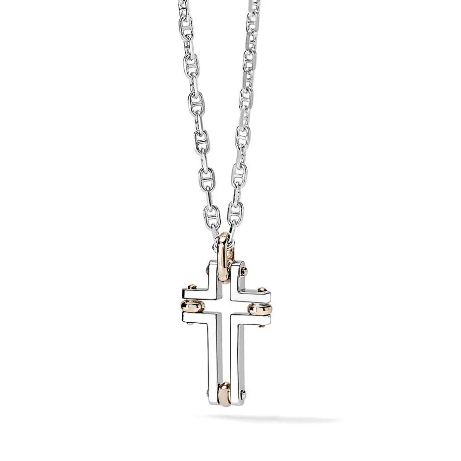 Sale Collana Comete Gioielli Uomo in Argento 925 e Oro Rosa Collezione Faith Uomo Gioielli Comete Uomo