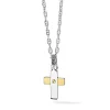 Clearance Collana Comete Gioielli Uomo in Argento 925 con Croce in Oro Bianco e Giallo con Diamanti Neri Collezione Faith Uomo Gioielli Comete Uomo