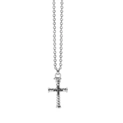 Fashion Collana Comete Uomo Collezione Zeffiro In Acciaio Con Croce e Diamanti Neri Uomo Gioielli Comete Uomo