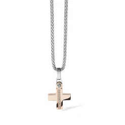 Clearance Collana Comete Uomo Zip In Acciaio PVD Rosa Con Zirconi Uomo Gioielli Comete Uomo