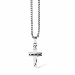 Sale Collana Comete Uomo Zip In Acciaio Con Spinello Nero UGL 521 Uomo Gioielli Comete Uomo