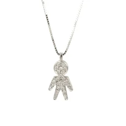 Best Collana Con Bimbo In Oro Bianco e Diamanti Taglio Brillante Collane