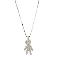 Best Collana Con Bimbo In Oro Bianco e Diamanti Taglio Brillante Collane