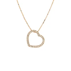 Hot Collana Cuore Forato in Oro Rosa con Diamanti Collane