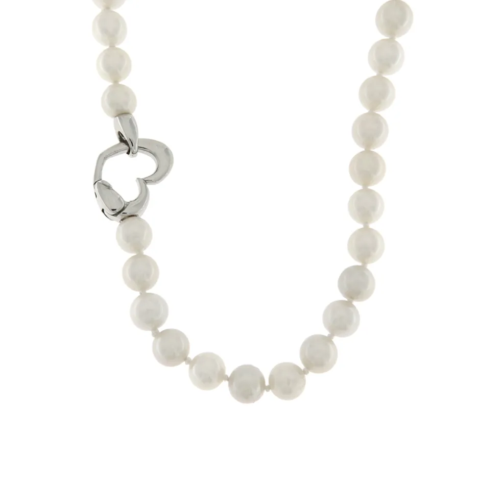 Clearance Collana di Perle Coltivate Acqua Dolce Bianche 7-7,5 mm Gioielli Con Perle