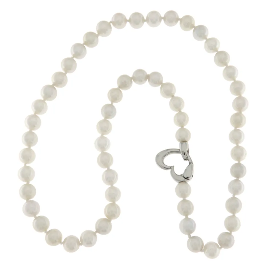 Clearance Collana di Perle Coltivate Acqua Dolce Bianche 7-7,5 mm Gioielli Con Perle