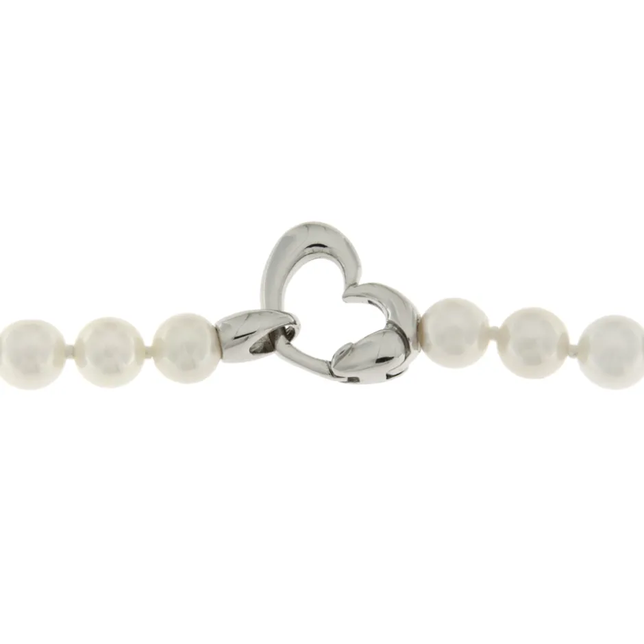Clearance Collana di Perle Coltivate Acqua Dolce Bianche 7-7,5 mm Gioielli Con Perle
