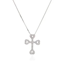 Clearance Collana Donna Amen in Argento Croce Ancorata Cuori Gioielli Amen | Outlet Gioielli