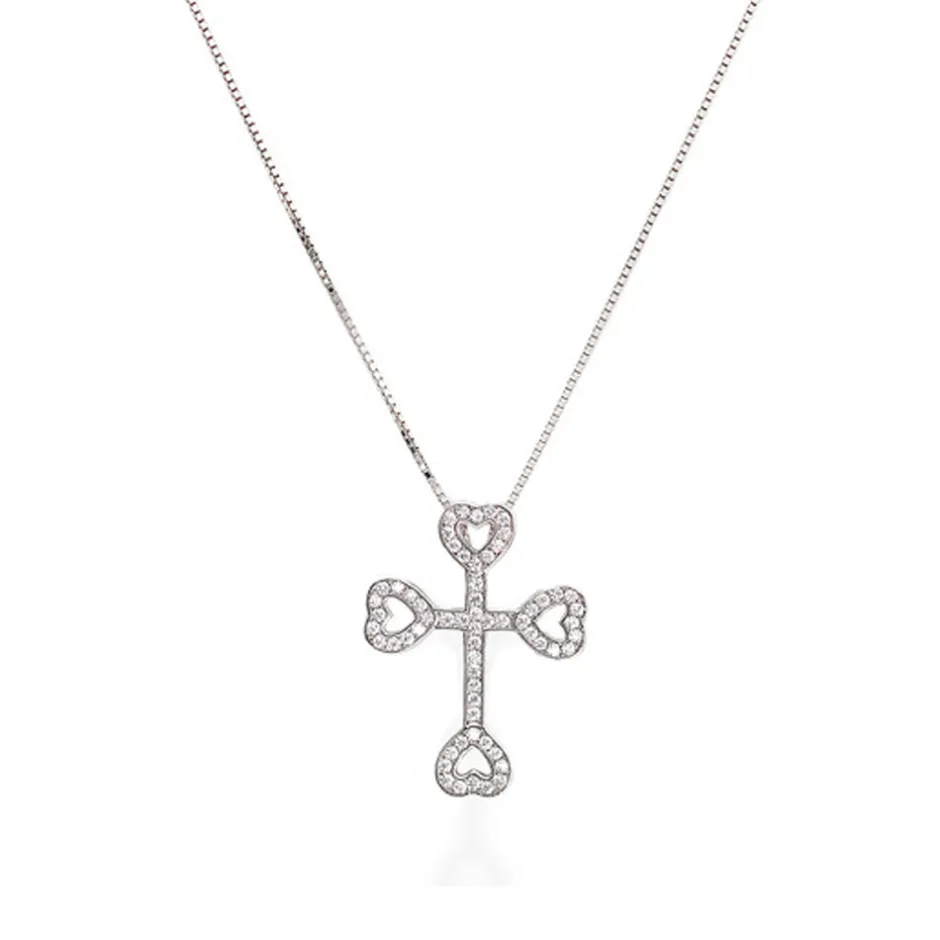 Clearance Collana Donna Amen in Argento Croce Ancorata Cuori Gioielli Amen | Outlet Gioielli