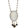 Sale Collana Donna In Oro Rosa e Bianco Con Spinello Nero e Cammeo Collane
