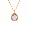 New Collana Ametista Goccia in Oro Rosa e Zirconi Collane