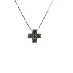 Hot Collana Croce Piccola Con Diamanti Neri Collane