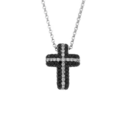 Clearance Collana Croce di Diamanti Neri in Oro Bianco Le Mie Creazioni | Collane