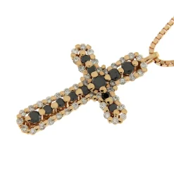 Hot Collana Croce di Diamanti Neri in Oro Rosa 0,32 Carati Collane