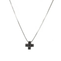 Hot Collana Croce Piccola Con Diamanti Neri Collane