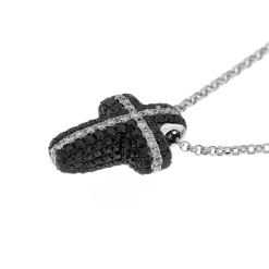 Clearance Collana Croce di Diamanti Neri in Oro Bianco Le Mie Creazioni | Collane