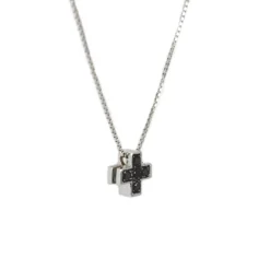 Hot Collana Croce Piccola Con Diamanti Neri Collane