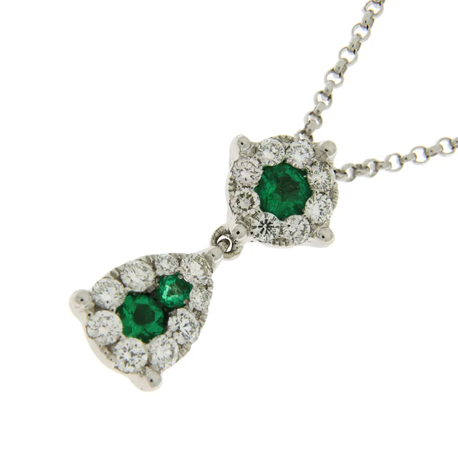 Discount Collana Fantasia di Smeraldo Snodata in Oro Bianco Collane