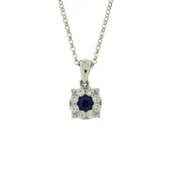 Clearance Collana Fiore di Zaffiro con Diamanti Collane