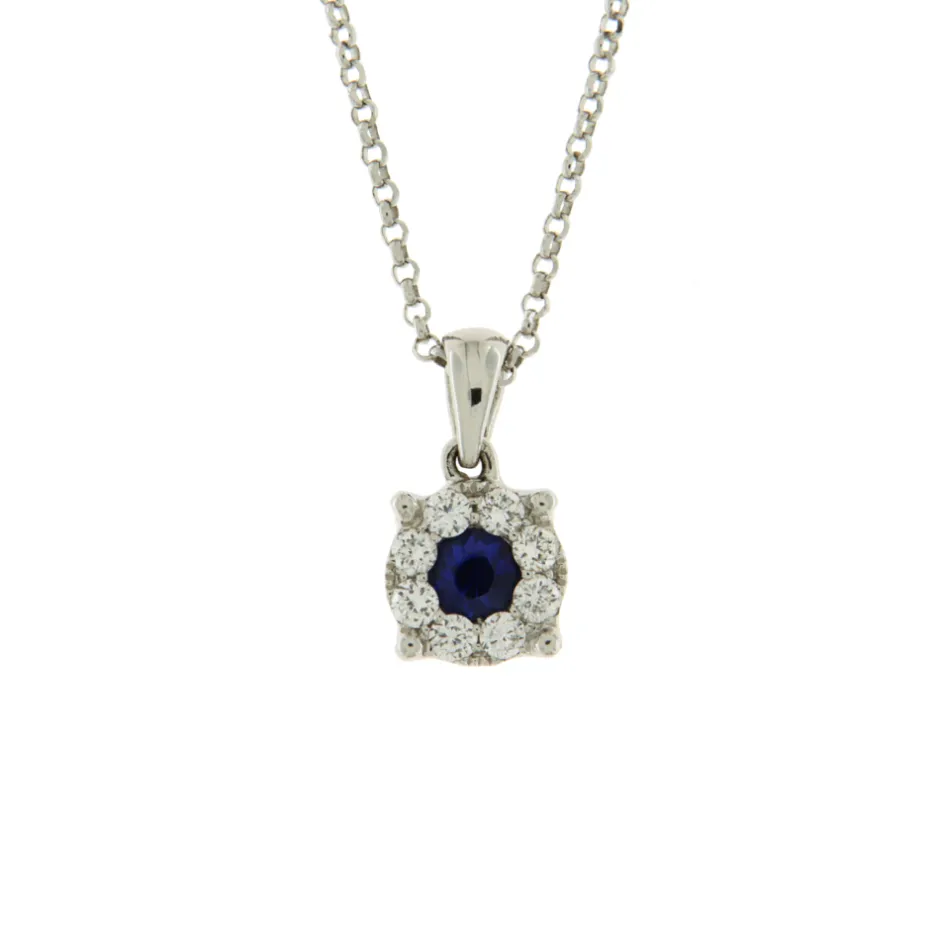 Clearance Collana Fiore di Zaffiro con Diamanti Collane