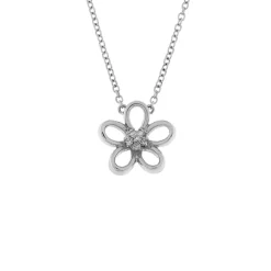 Fashion Collana Fiore in Oro Bianco con Diamante Collane