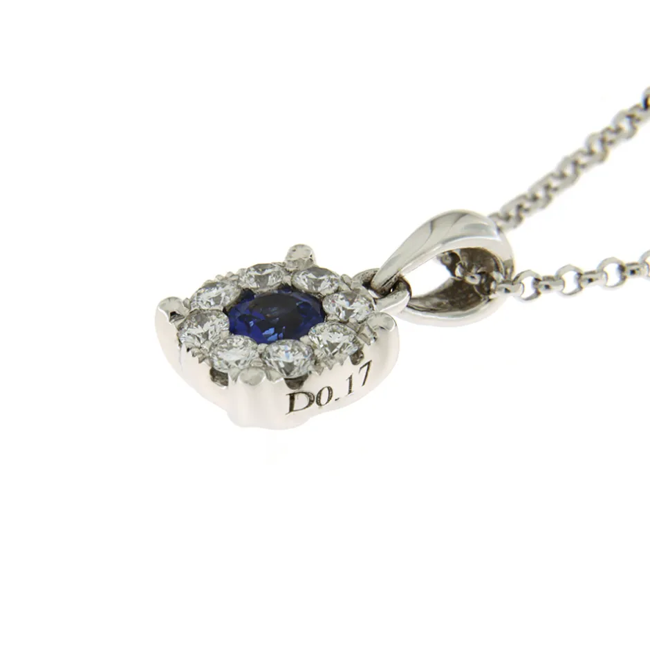 Clearance Collana Fiore di Zaffiro con Diamanti Collane