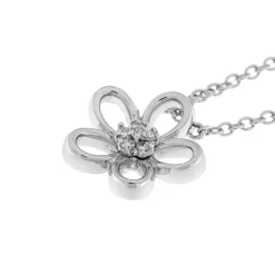 Fashion Collana Fiore in Oro Bianco con Diamante Collane
