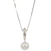 Clearance Collana in Oro Bianco con Perla Coltivata Australiana 10.5/11 mm e Diamanti Gioielli Con Perle