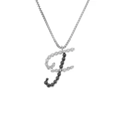 Hot Collana Lettera F in Oro Bianco e Oro Nero con Diamanti 0,13 Carati Collane