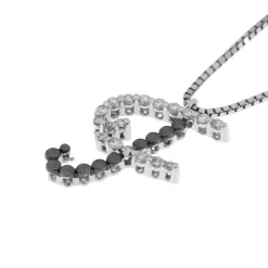 Hot Collana Lettera F in Oro Bianco e Oro Nero con Diamanti 0,13 Carati Collane