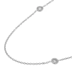 Discount Collana Longuette Stile Tiffany in Oro Bianco con Diamanti 0,41 Carati Collane