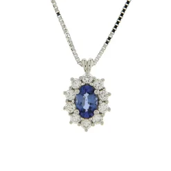 Clearance Collana Pendente Kate con Zaffiro e Diamanti Collane