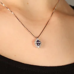 Clearance Collana Pendente Kate con Zaffiro e Diamanti Collane