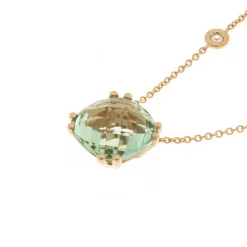 New Collana Pendente Prasiolite in Oro Rosa con Diamante Collane