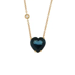 New Collana Topazio London Taglio Cuore Grande in Oro Rosa Collane