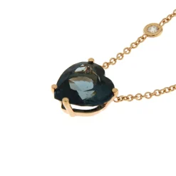 New Collana Topazio London Taglio Cuore Grande in Oro Rosa Collane