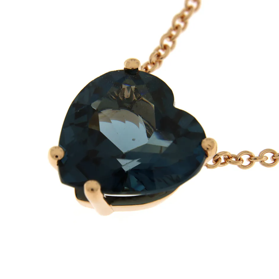 New Collana Topazio London Taglio Cuore Grande in Oro Rosa Collane
