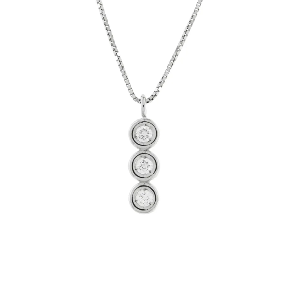 New Collana Trilogy Punto Luce in Oro Bianco con Diamanti 0,12 Carati Collane Punto Luce | Collane