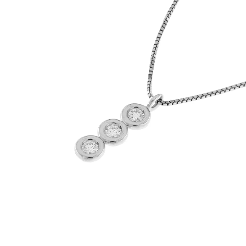 New Collana Trilogy Punto Luce in Oro Bianco con Diamanti 0,12 Carati Collane Punto Luce | Collane