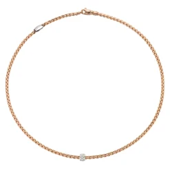 Discount Collana Fope Collezione Eka Tiny in Oro Rosa con Boule di Diamanti Gioielli Fope