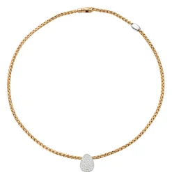 Discount Collana Fope Collezione Eka Tiny in Oro Giallo e Bianco con Goccia in Diamanti Gioielli Fope