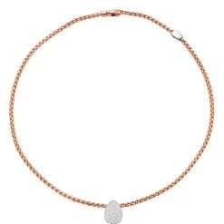 Discount Collana Fope Collezione Eka Tiny in Oro Rosa con Goccia in Diamanti Gioielli Fope