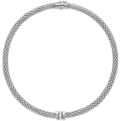 Outlet Collana Fope Collezione Love Nest in Oro Bianco con Diamanti Gioielli Fope