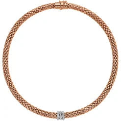 Hot Collana Fope Collezione Love Nest in Oro Rosa e Bianco con Pave di Diamanti Gioielli Fope