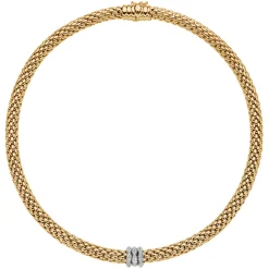 Online Collana Fope Collezione Love Nest in Oro Giallo e Bianco con Pave di Diamanti Gioielli Fope