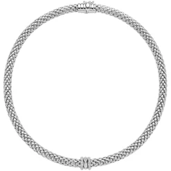 Fashion Collana Fope Collezione Love Nest Flex It in Oro Bianco e Diamanti Gioielli Fope